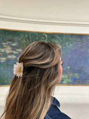 Hand-painted Waterlily Flower Claw Hair Clip | White