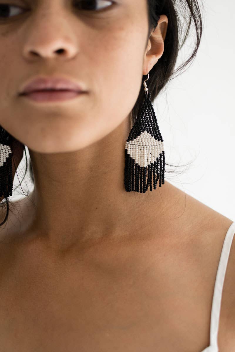 Beaded Fringe Earrings | Concha