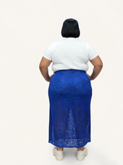 Gianna Stretch Lace Mermaid Maxi Skirt | Cobalt