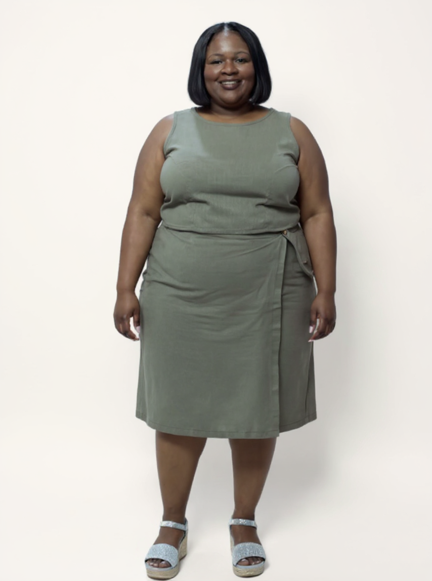 Overlap Midi Skirt | Dark Green