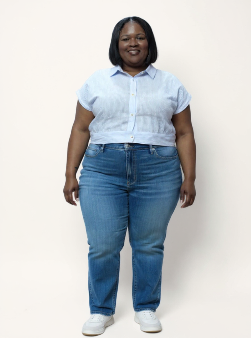 Oversized Crop Shirt | Classic Stripes