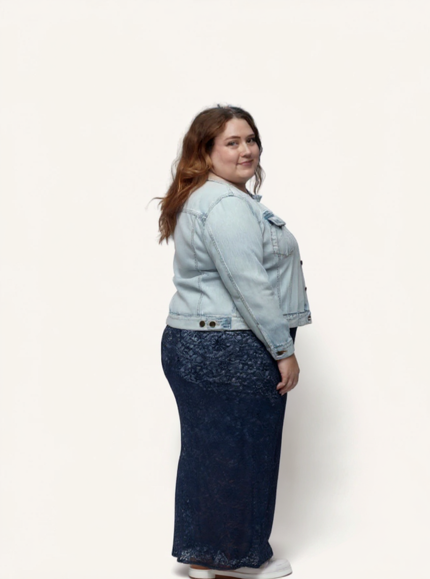 Gianna Stretch Lace Mermaid Maxi Skirt | Navy