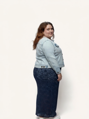 Gianna Stretch Lace Mermaid Maxi Skirt | Navy