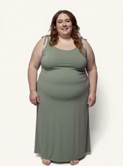 Tie-Detail Maxi Dress | Light Olive