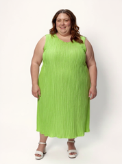 Jaya Pleated Dress | Reversible Lime/Sage Green