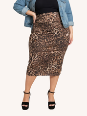 Deana Ruched Mesh Skirt | Fierce Leopard