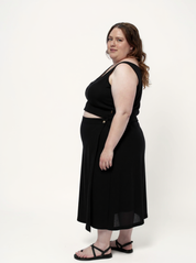 Overlap Midi Skirt | Black