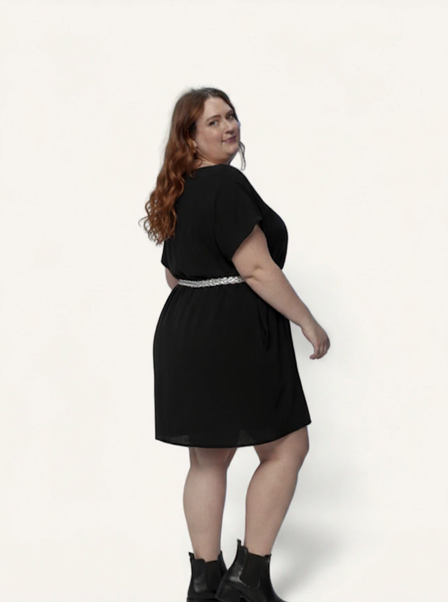 Short Gathered Dress | Black