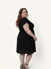 V-neck Gathered Maxi Dress | Black