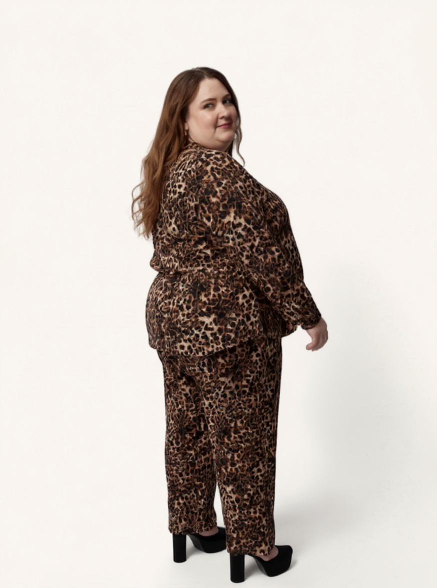 Riley Wide Pajama Style Pant | Leopard
