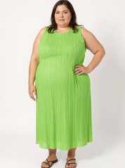Jaya Pleated Dress | Reversible Lime/Sage Green