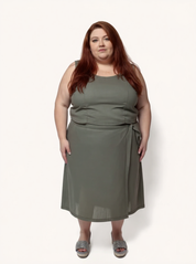 Overlap Midi Skirt | Dark Green