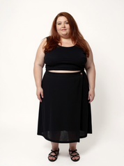 Overlap Midi Skirt | Black