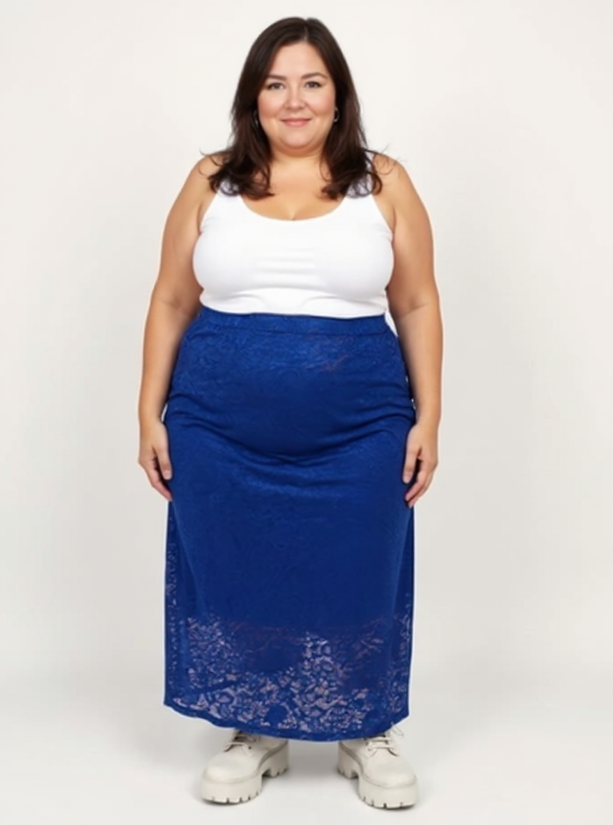 Gianna Stretch Lace Mermaid Maxi Skirt | Cobalt