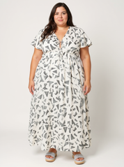 Gathered Maxi Dress with Side Slits | Mosaic