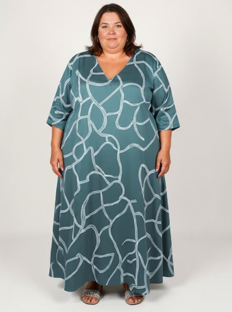 Maxi Dress with Side Slits | Abstract Stripes