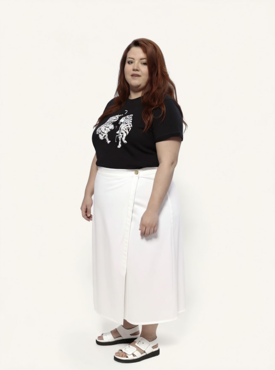 Overlap Midi Skirt | White
