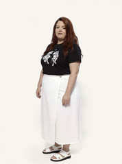 Overlap Midi Skirt | White