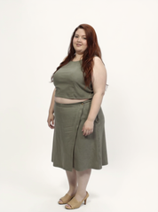 Overlap Midi Skirt | Dark Green