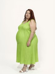 Jaya Pleated Dress | Reversible Lime/Sage Green
