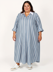 Mia Oversized Shirt Dress | Multi Stripe