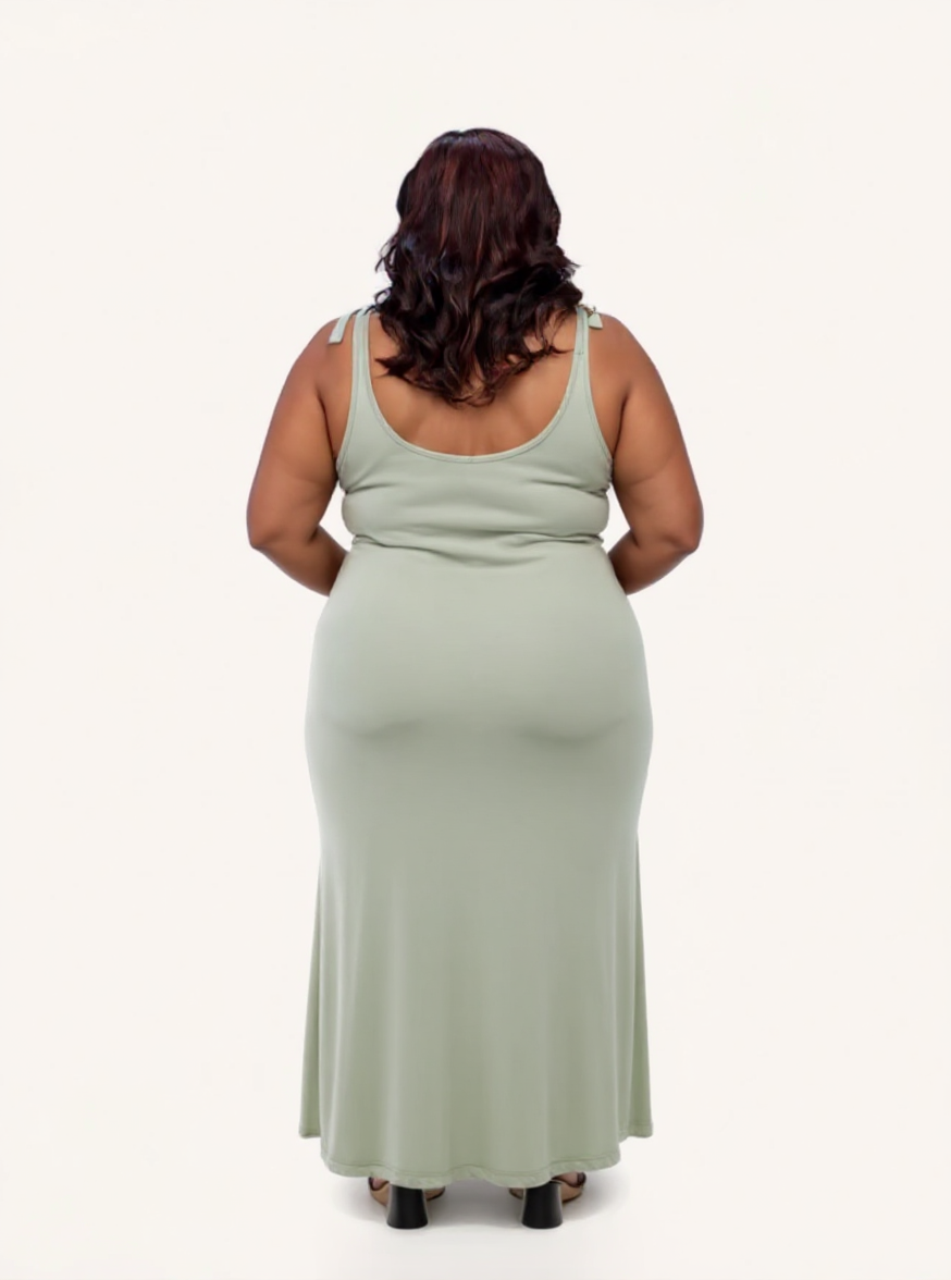 Tie-Detail Maxi Dress | Light Olive