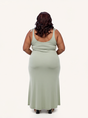 Tie-Detail Maxi Dress | Light Olive