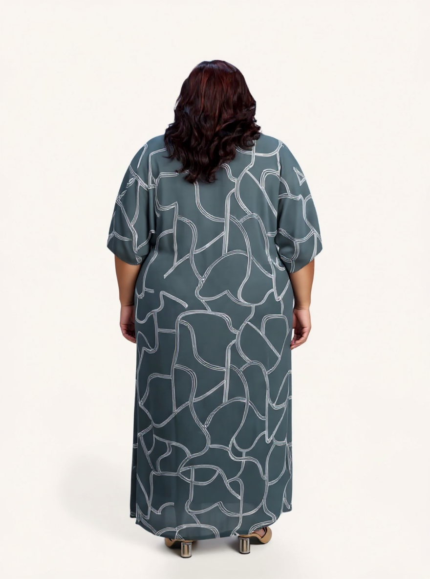 Maxi Dress with Side Slits | Abstract Stripes