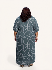 Maxi Dress with Side Slits | Abstract Stripes