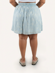 Drawstring Short Skirt | Blue Florals