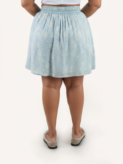 Drawstring Short Skirt | Blue Florals