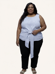 Front-tie Top | Linen Stripes