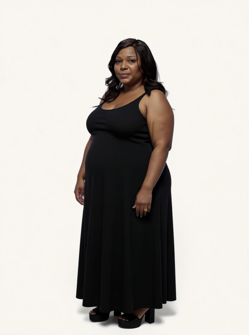 Tie-Detail Maxi Dress | Black