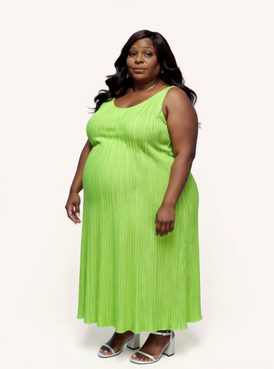 Jaya Pleated Dress | Reversible Lime/Sage Green