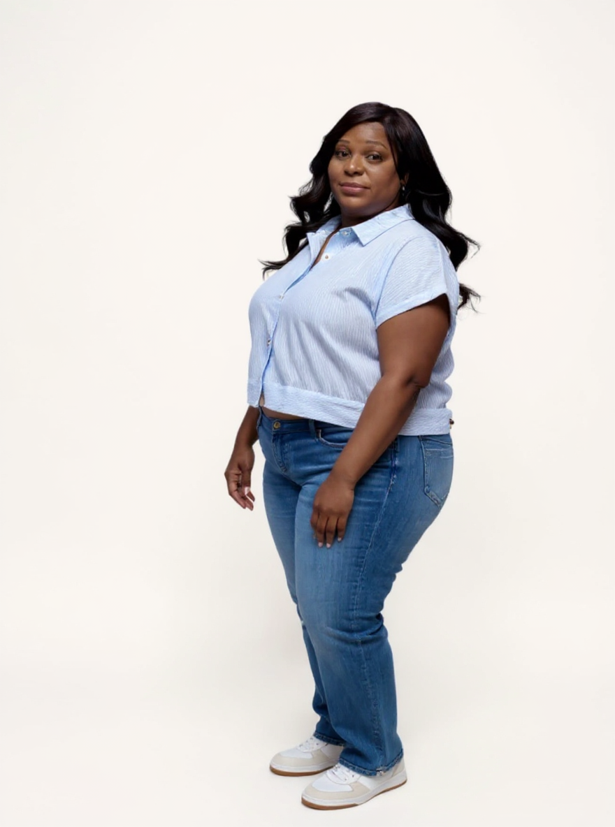 Oversized Crop Shirt | Classic Stripes