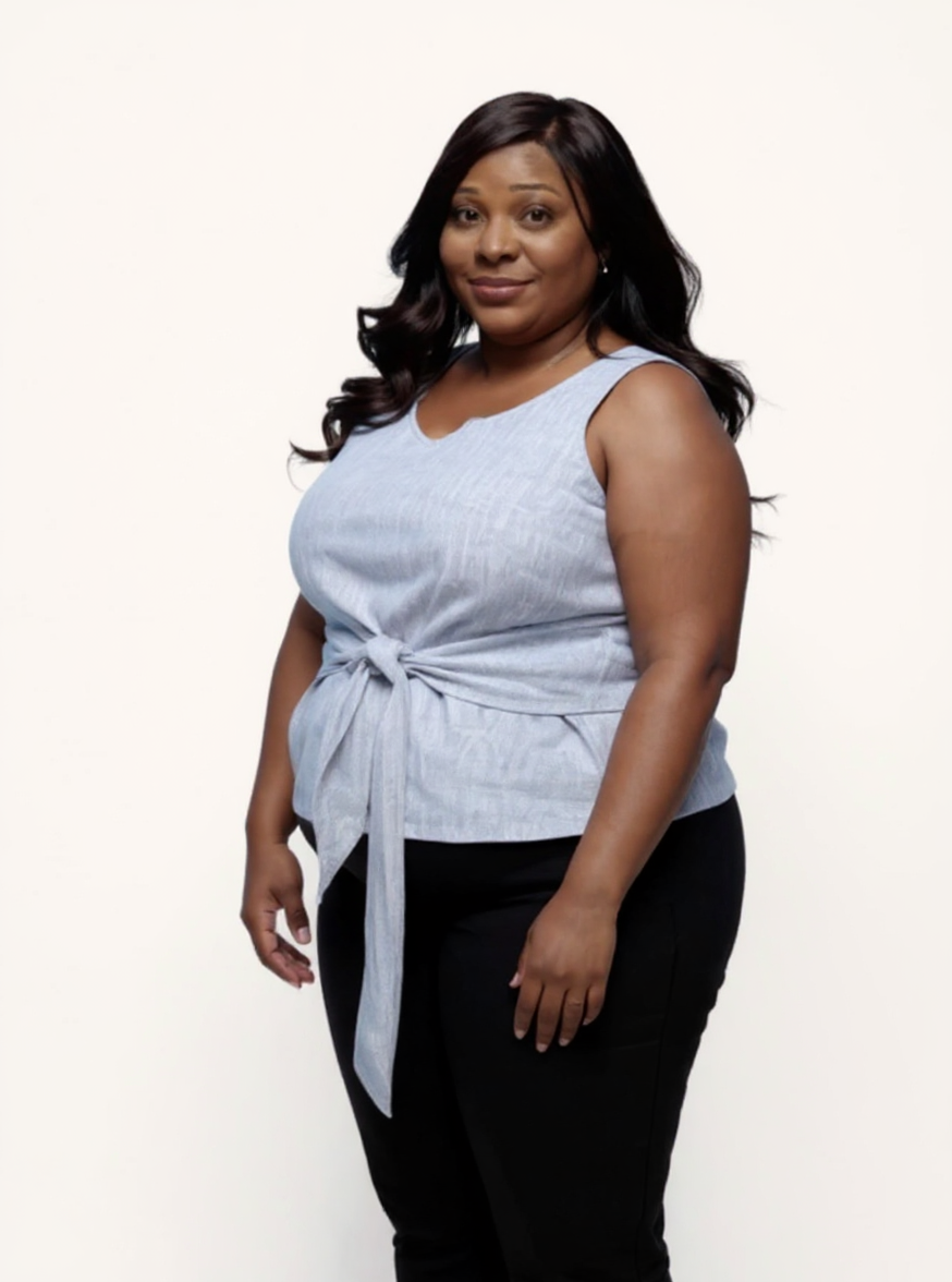 Front-tie Top | Linen Stripes