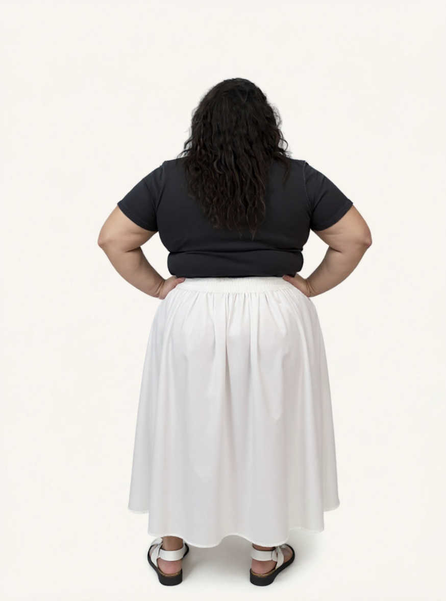 Overlap Midi Skirt | White