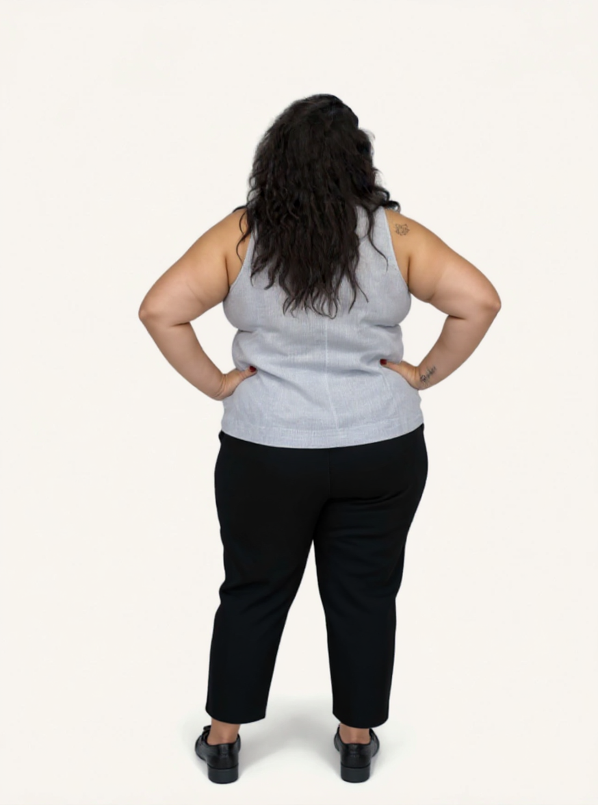 Front-tie Top | Linen Stripes