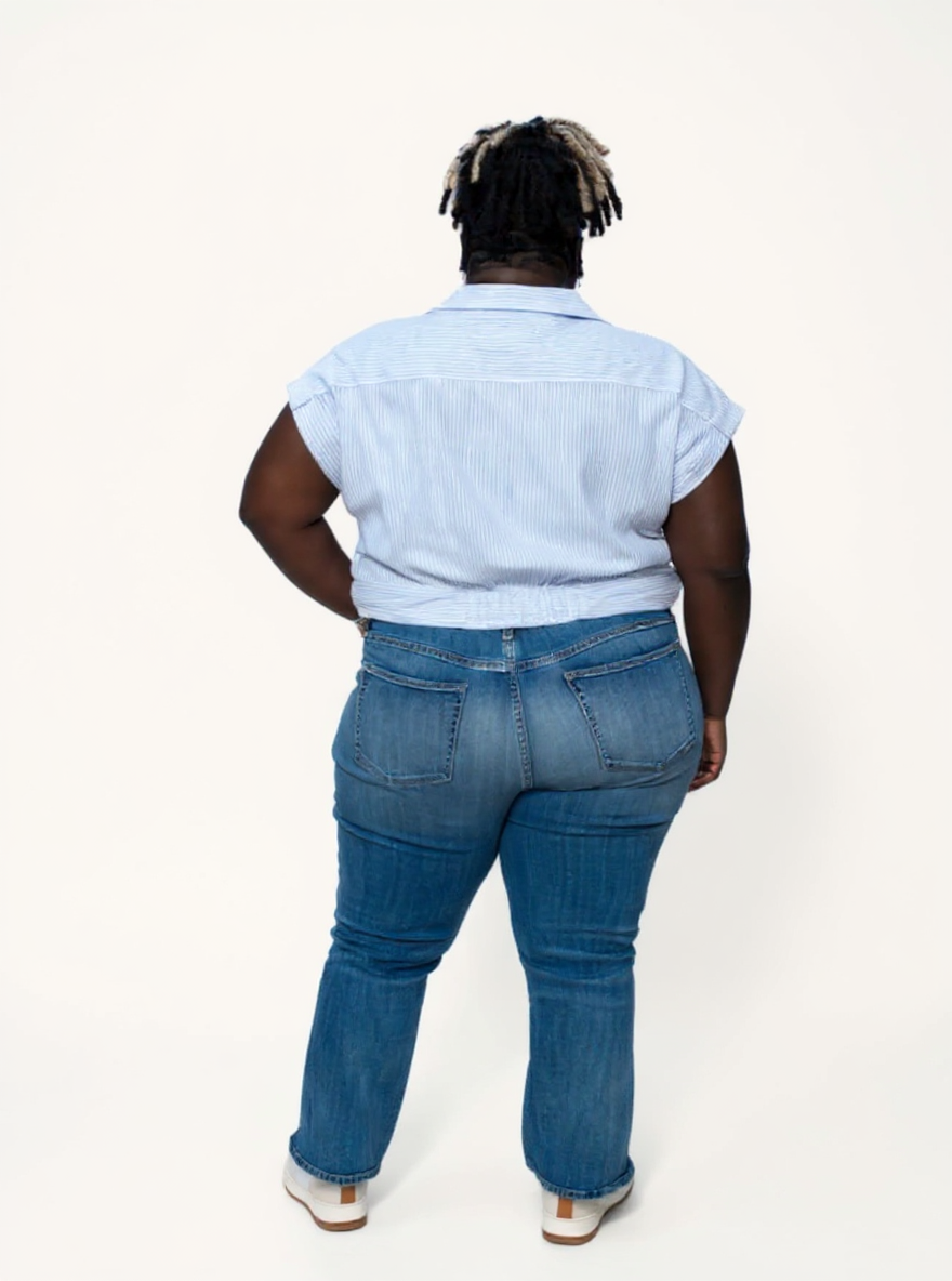 Oversized Crop Shirt | Classic Stripes