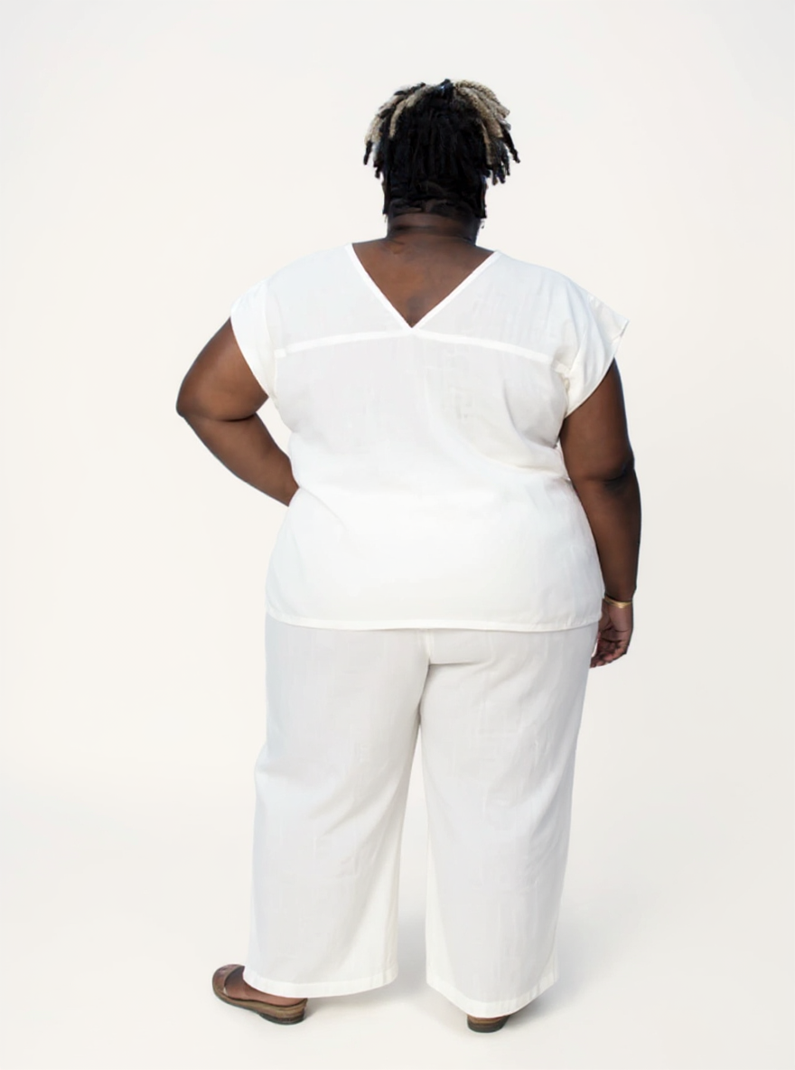 Boxy Top with Embroidered Lace Detail