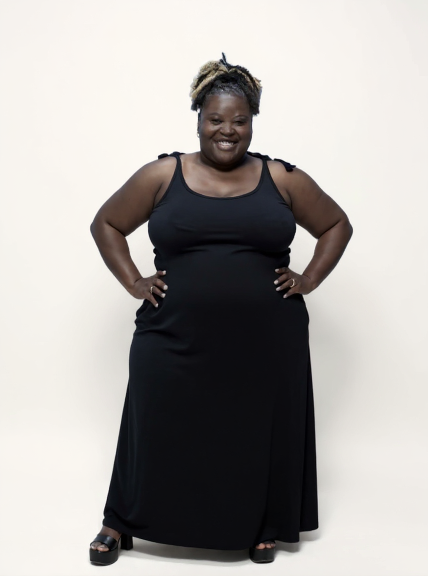 Tie-Detail Maxi Dress | Black