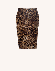 Deana Ruched Mesh Skirt | Fierce Leopard