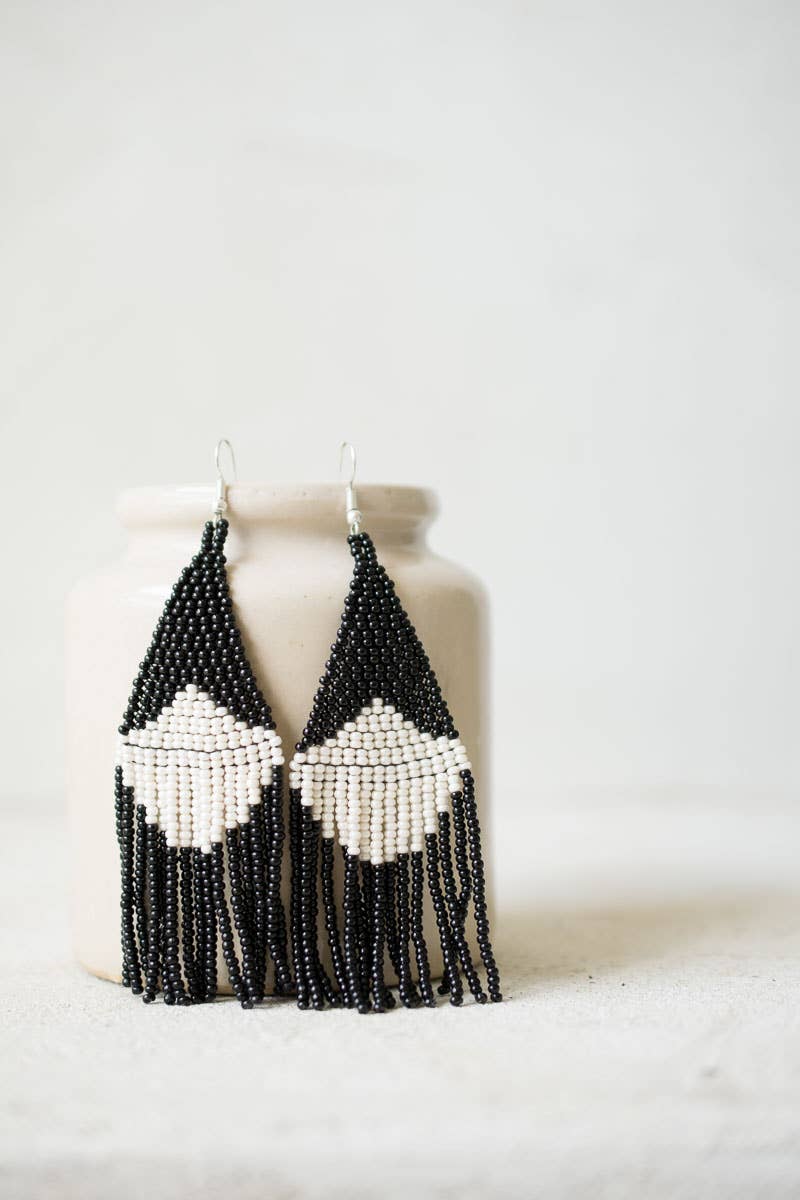 Beaded Fringe Earrings | Concha