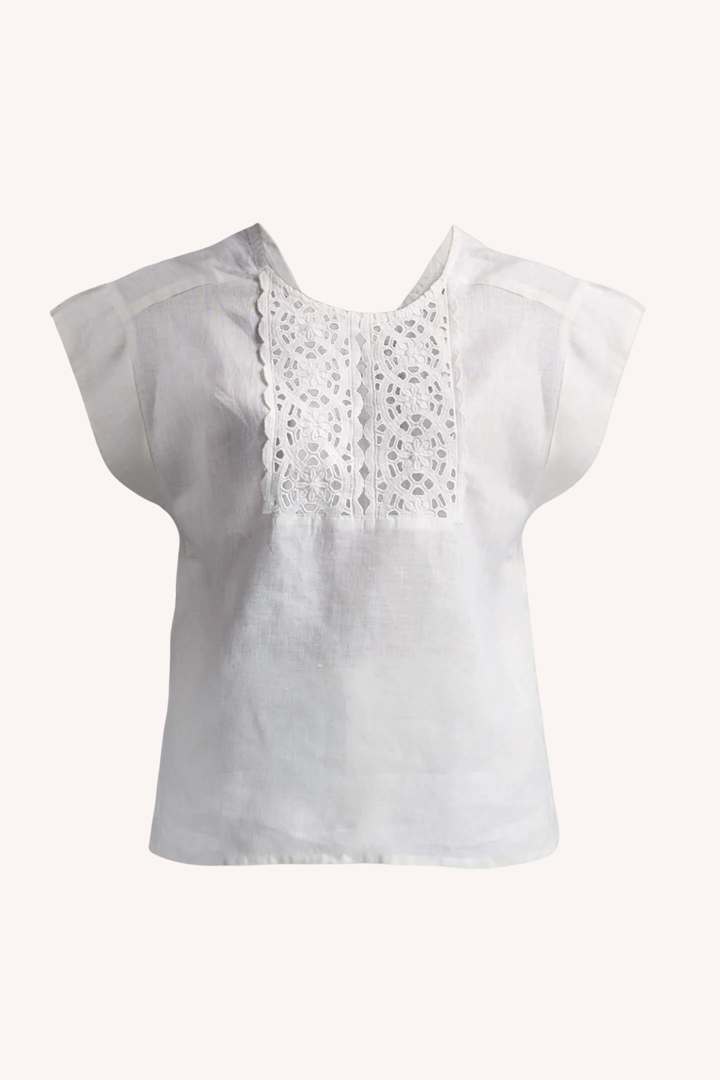 Boxy Top with Embroidered Lace Detail