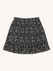 Drawstring Short Skirt | Black Floral
