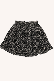 Drawstring Short Skirt | Black Floral