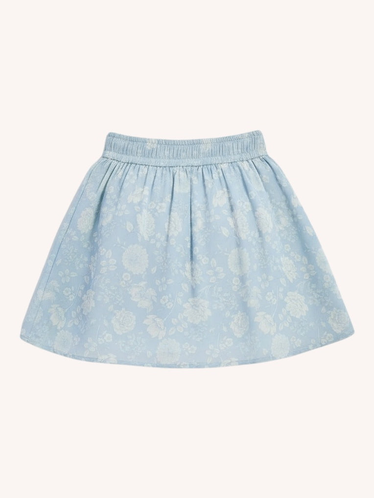 Drawstring Short Skirt | Blue Florals