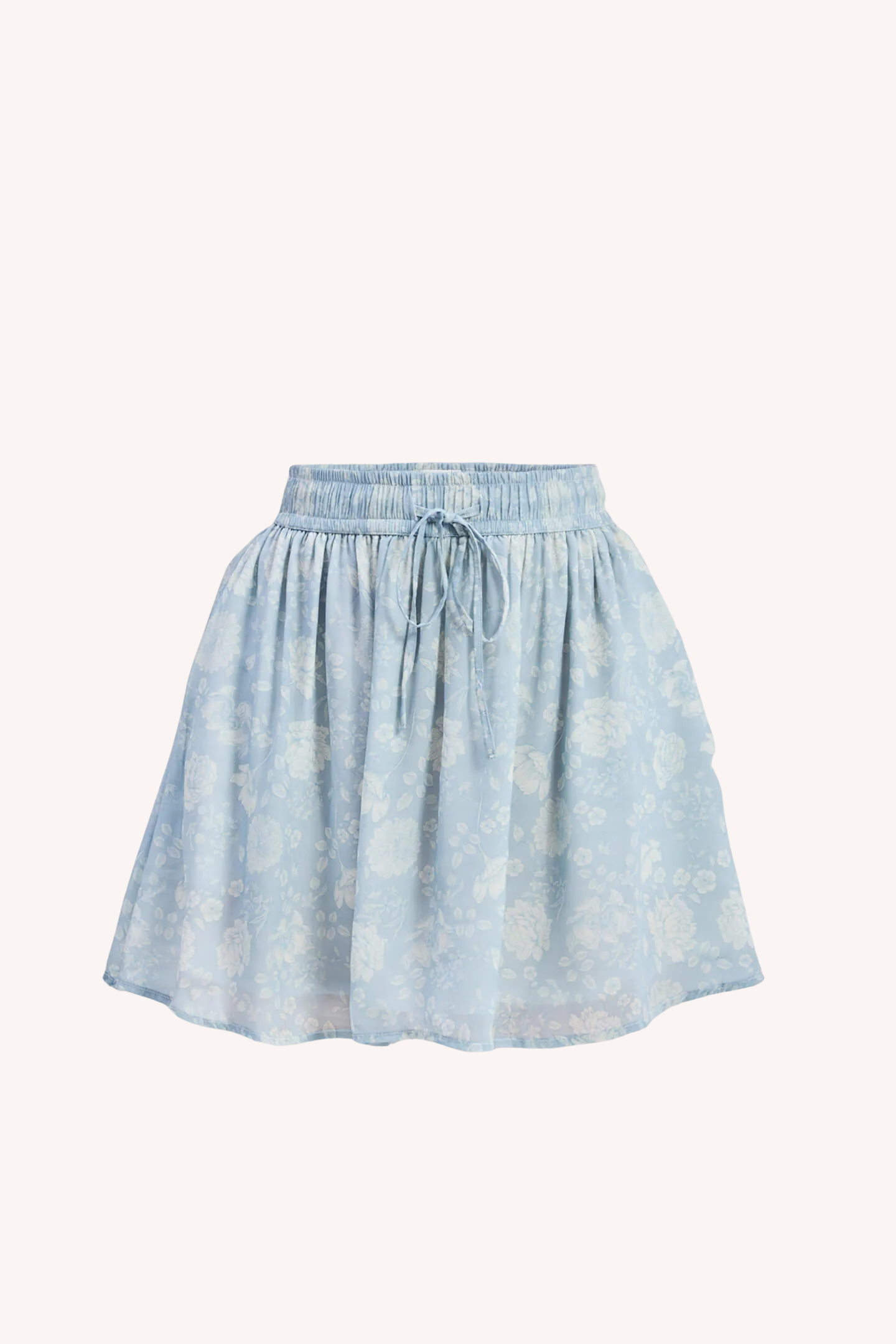 Drawstring Short Skirt | Blue Florals