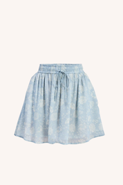 Drawstring Short Skirt | Blue Florals