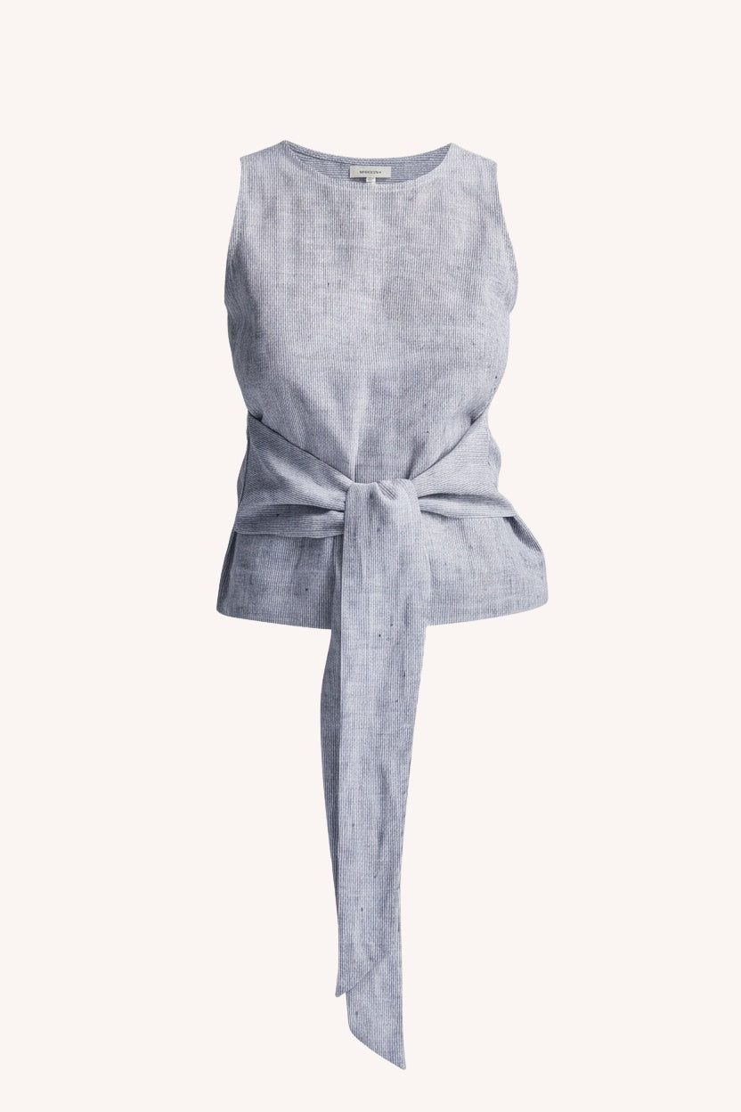 Front-tie Top | Linen Stripes